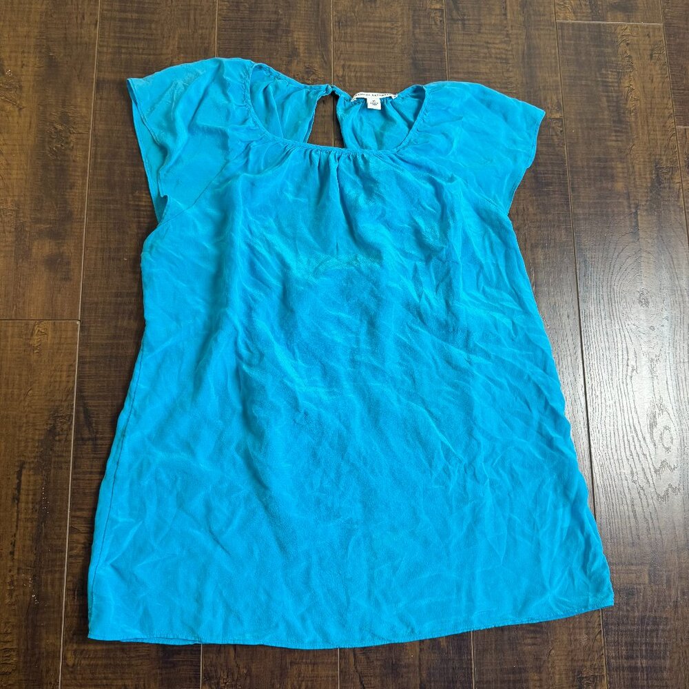 Banana Republic 100% Silk Bright Blue Blouse Summer Sleeveless Top Women's 14